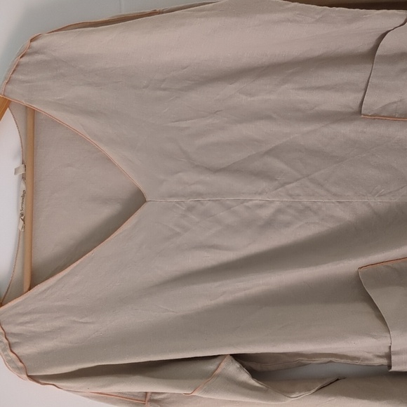 Soft Surroundings 100%linen Canberra tunic neutral tones with orange tri… - Picture 3 of 8